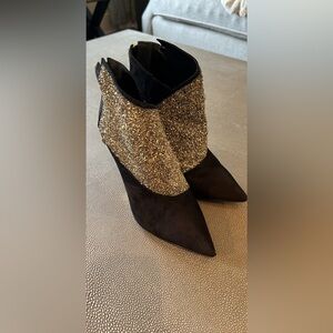 Carrano black suede stilletos with gold. 8